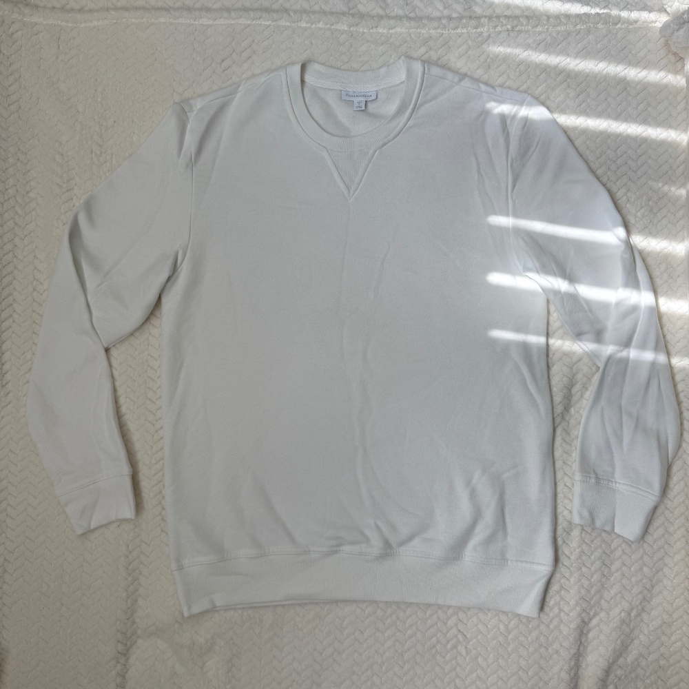 Charter Club Men’s White Fleece Pullover Sweatshirt Size M Cotton Blend, NWOT